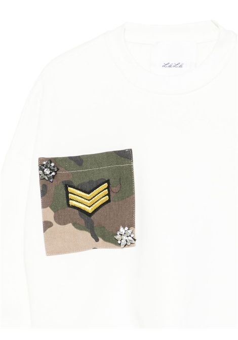 Felpa con appliczione Lù-Lù BY MISS GRANT | LL4044LATTE